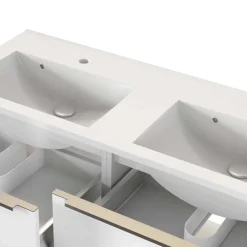 Wohnen Bad 2 Becken Waschtisch in Weiß - Livendas