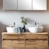 Wohnen Waschtisch|Waschbeckenunterschränke*Bad Doppel-Waschplatz in Wildeiche Baumkante - Drumias
