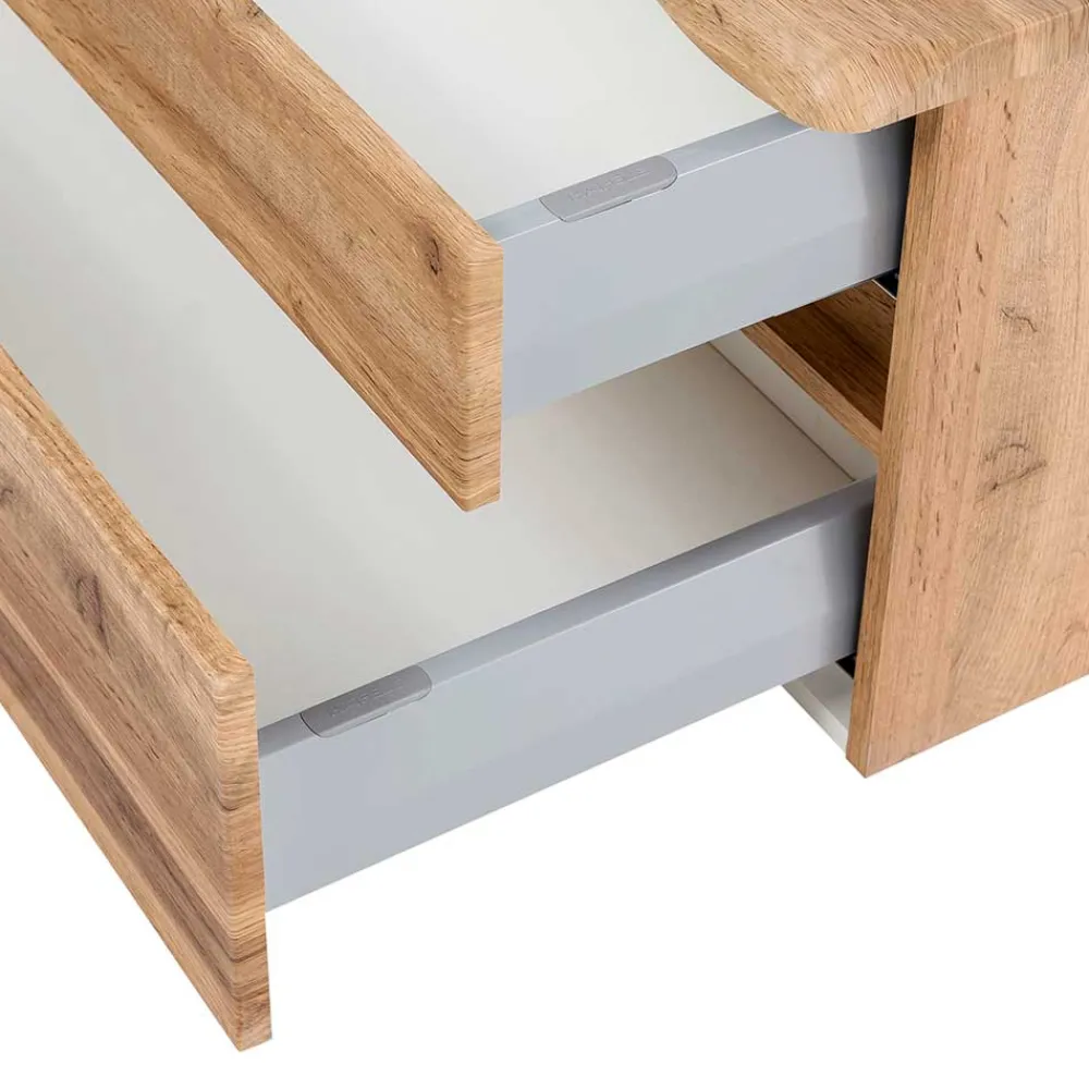 Wohnen Waschtisch|Waschbeckenunterschränke*Bad Doppel-Waschplatz in Wildeiche Baumkante - Drumias