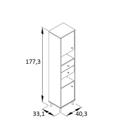 Wohnen Skandinavische Möbel|Badschränke*Bad Hochschrank in Graugrün & Eiche - Vereny