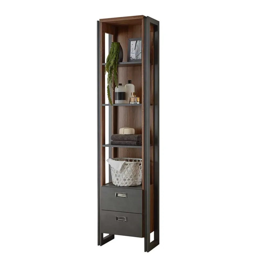 Wohnen Bad Hochschrank Regal - 4 Fächer & 2 Schubladen - Forawas