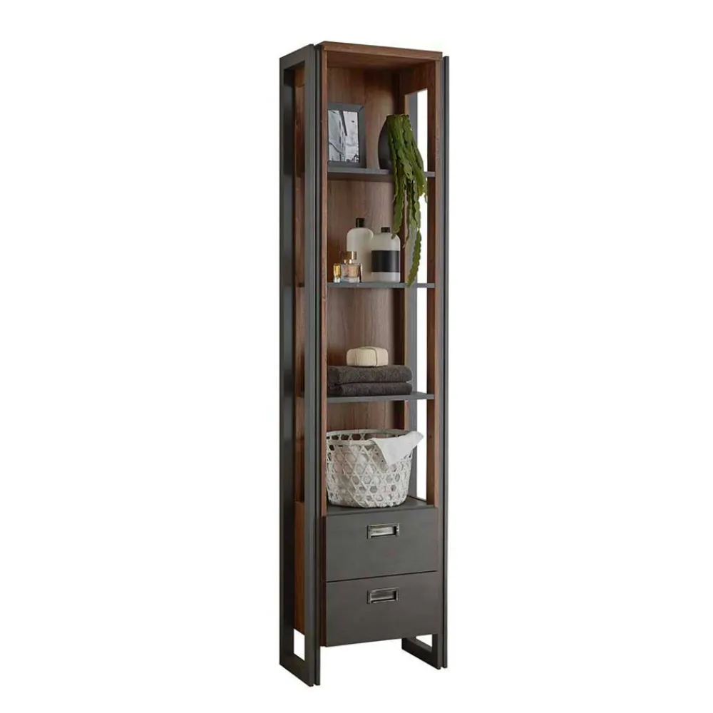 Wohnen Bad Hochschrank Regal - 4 Fächer & 2 Schubladen - Forawas