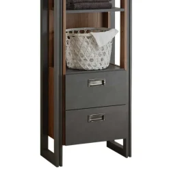 Wohnen Bad Hochschrank Regal - 4 Fächer & 2 Schubladen - Forawas