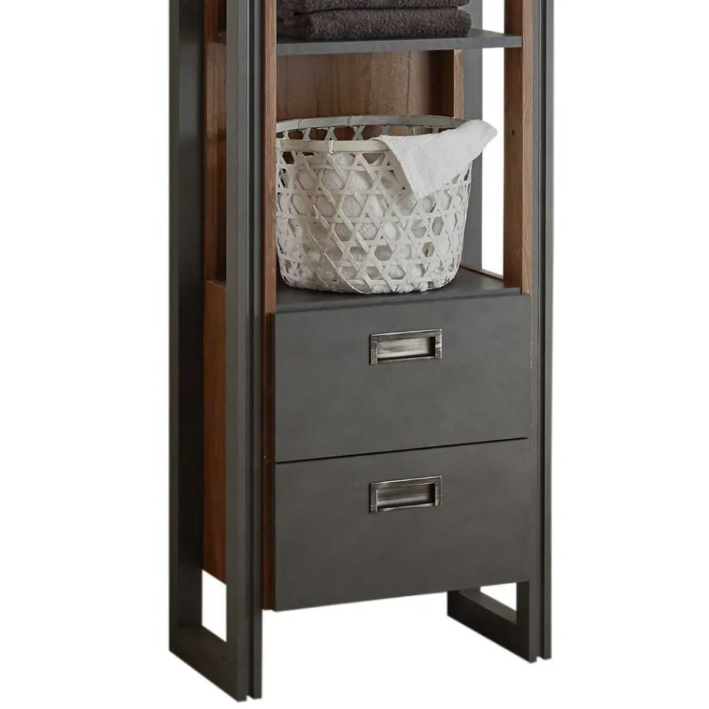 Wohnen Bad Hochschrank Regal - 4 Fächer & 2 Schubladen - Forawas