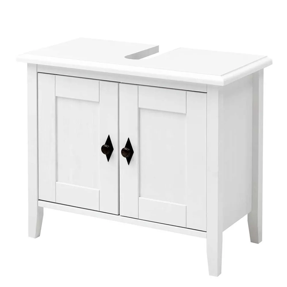 Wohnen Waschtisch|Waschbeckenunterschränke*Bad Landhaus Unterbeckenschrank in Weiß - Satumare