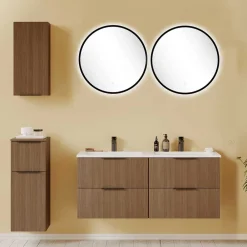 Wohnen Bad mit Doppel-Waschplatz Möbelset - Ucaida (fünfteilig)