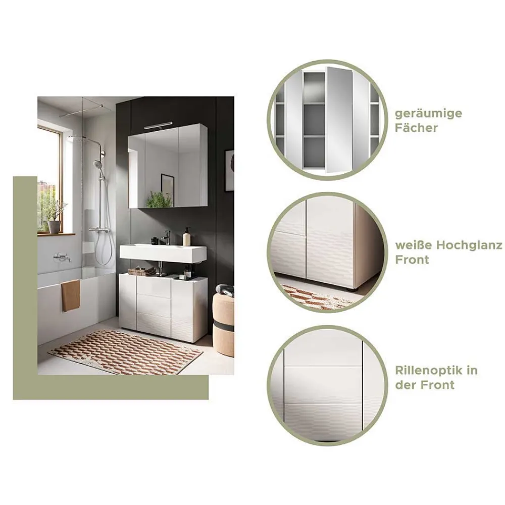 Wohnen Bad-Spiegelschränke*Bad Oberschrank mit Spiegeltüren 3-türig - Vitablos