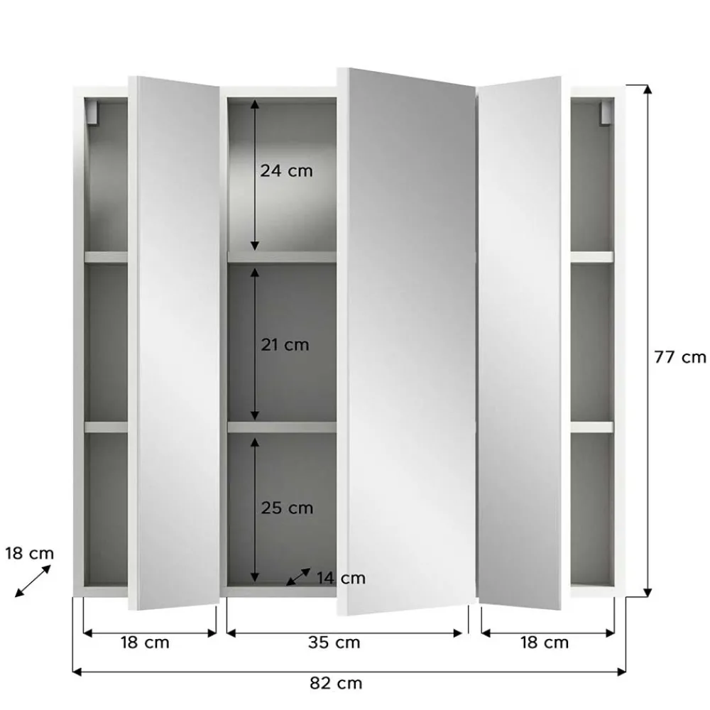 Wohnen Bad-Spiegelschränke*Bad Oberschrank mit Spiegeltüren 3-türig - Vitablos