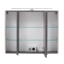 Wohnen Bad-Spiegelschränke*Bad Spiegelschrank 3D in Eiche Grau Holzoptik - Svegaria