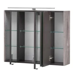 Wohnen Bad-Spiegelschränke*Bad Spiegelschrank 3D in Eiche Grau Holzoptik - Svegaria