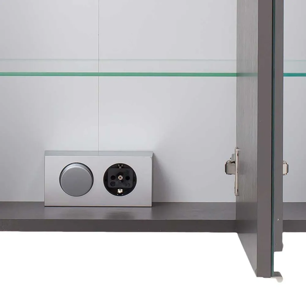 Wohnen Bad-Spiegelschränke*Bad Spiegelschrank 3D in Eiche Grau Holzoptik - Svegaria