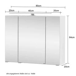 Wohnen Bad-Spiegelschränke*Bad Spiegelschrank 3D in Eiche Grau Holzoptik - Svegaria