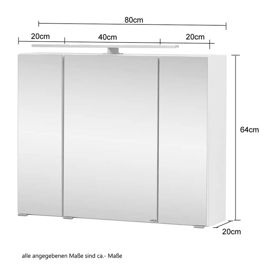 Wohnen Bad-Spiegelschränke*Bad Spiegelschrank 3D in Eiche Grau Holzoptik - Svegaria