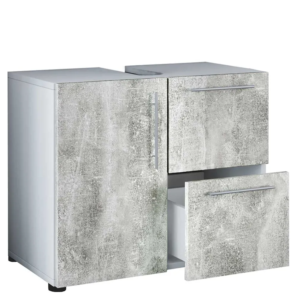 Wohnen Waschtisch|Waschbeckenunterschränke*Bad Unterbeckenschrank in Betonoptik & Weiß - Cinesio