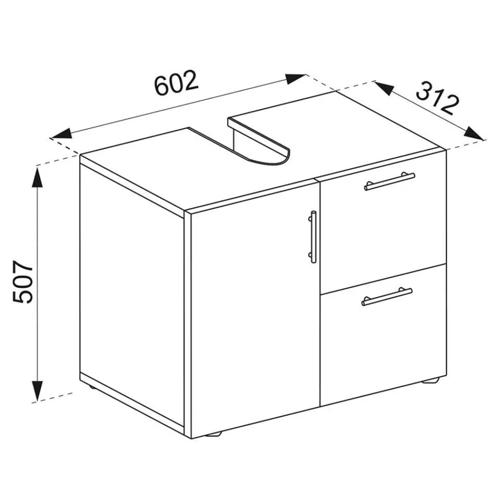 Wohnen Waschtisch|Waschbeckenunterschränke*Bad Unterbeckenschrank in Betonoptik & Weiß - Cinesio