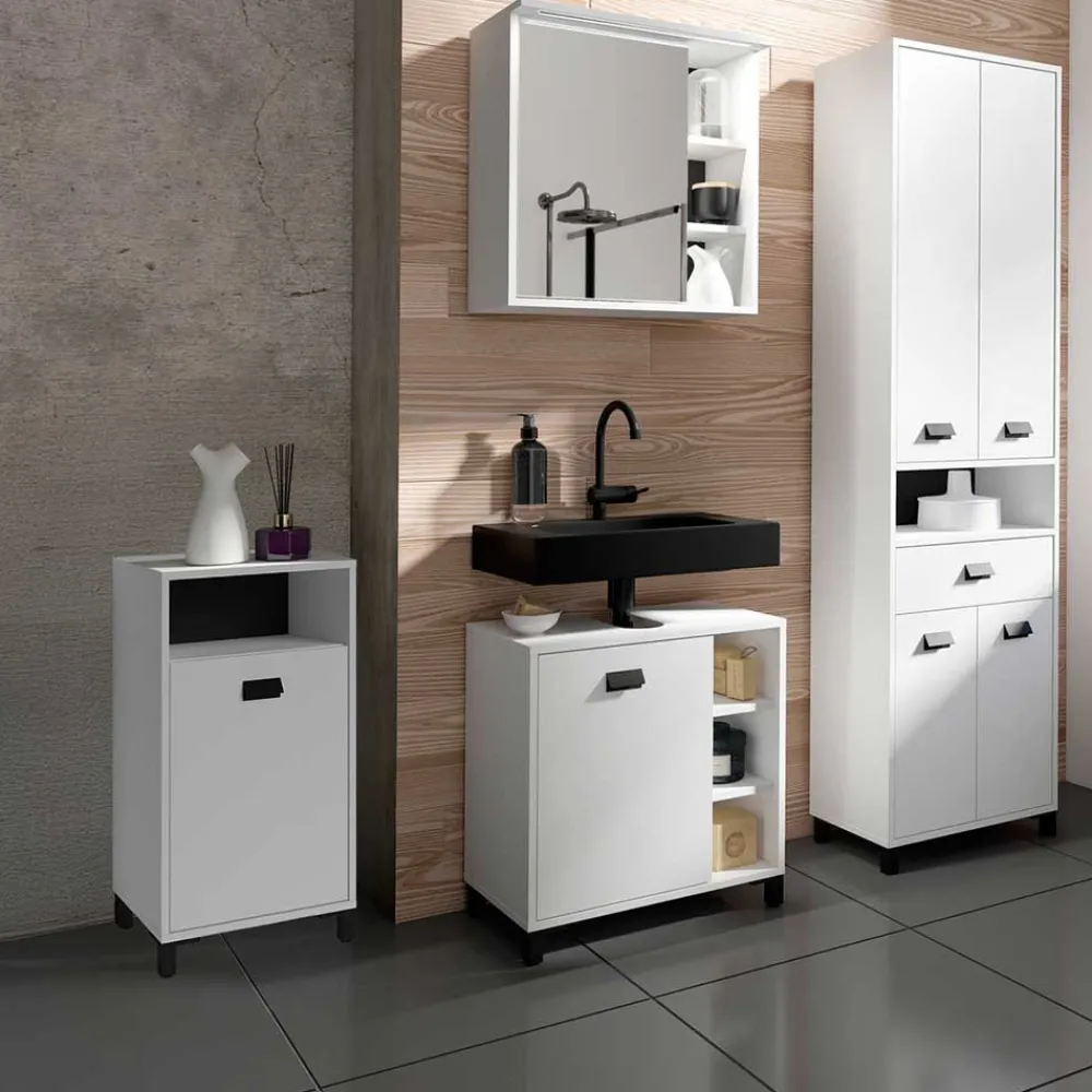 Wohnen Bad Unterschrank in Weiß mit Schwarz - Envaton