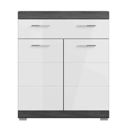 Wohnen Weiße Möbel|Badschränke*Bad Vertiko in Weiß Hochglanz & Grau - Nancys