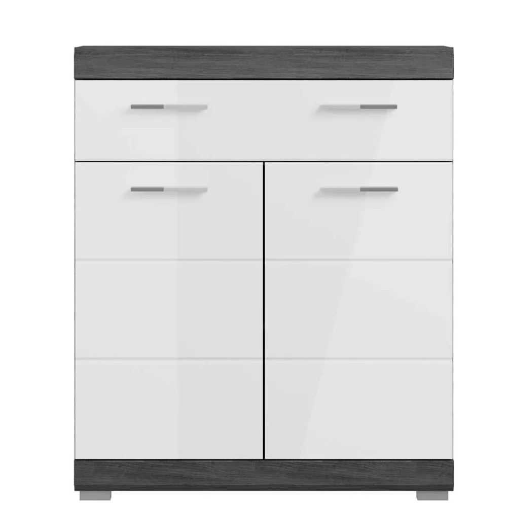 Wohnen Weiße Möbel|Badschränke*Bad Vertiko in Weiß Hochglanz & Grau - Nancys