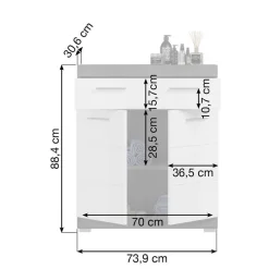 Wohnen Weiße Möbel|Badschränke*Bad Vertiko in Weiß Hochglanz & Grau - Nancys