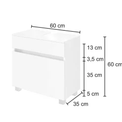 Wohnen Bad Waschbecken Schrank in Weiß - Vandan