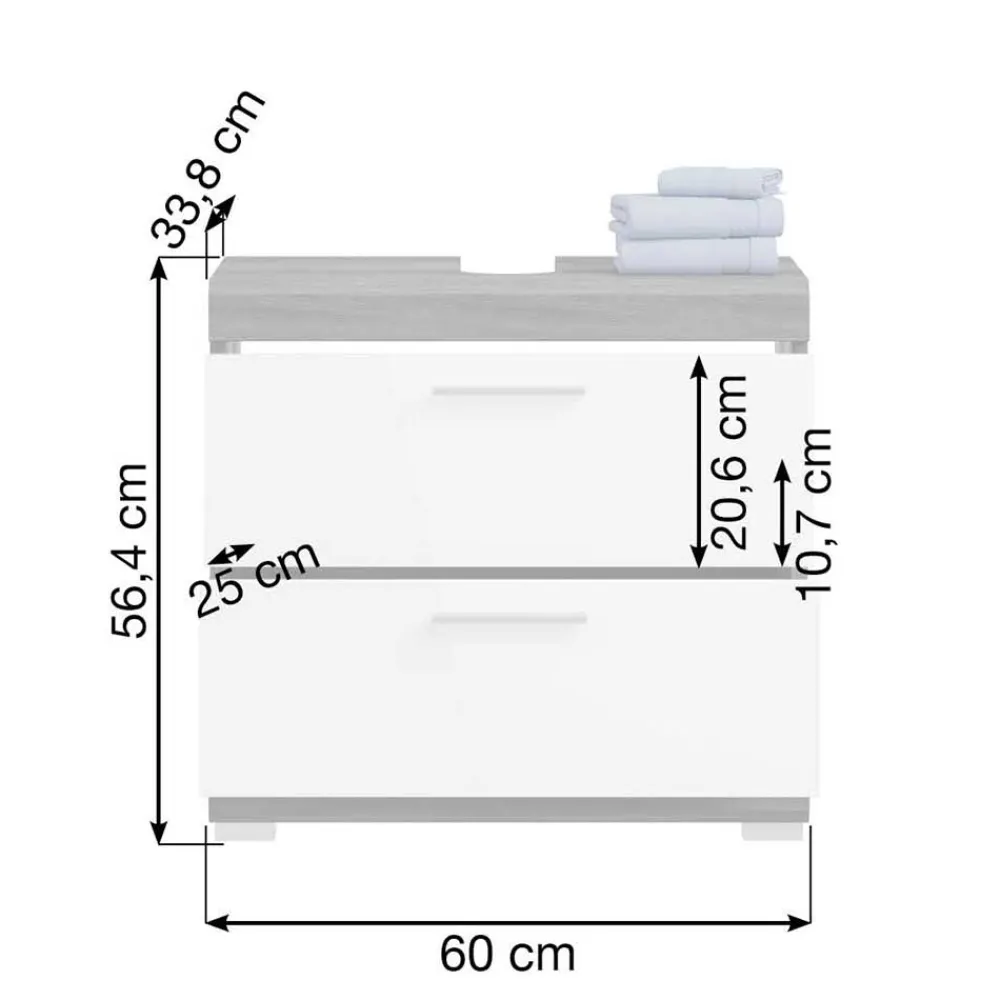 Wohnen Bad Waschbeckenschrank 60x56x34 cm - Nancys