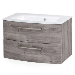 Wohnen Waschtisch|Waschbeckenunterschränke*Bad Waschkonsole in grauer Eiche Optik - Svegaria