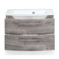 Wohnen Waschtisch|Waschbeckenunterschränke*Bad Waschkonsole in grauer Eiche Optik - Svegaria