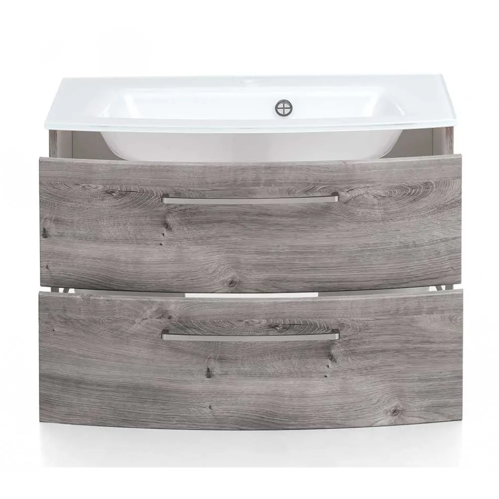 Wohnen Waschtisch|Waschbeckenunterschränke*Bad Waschkonsole in grauer Eiche Optik - Svegaria