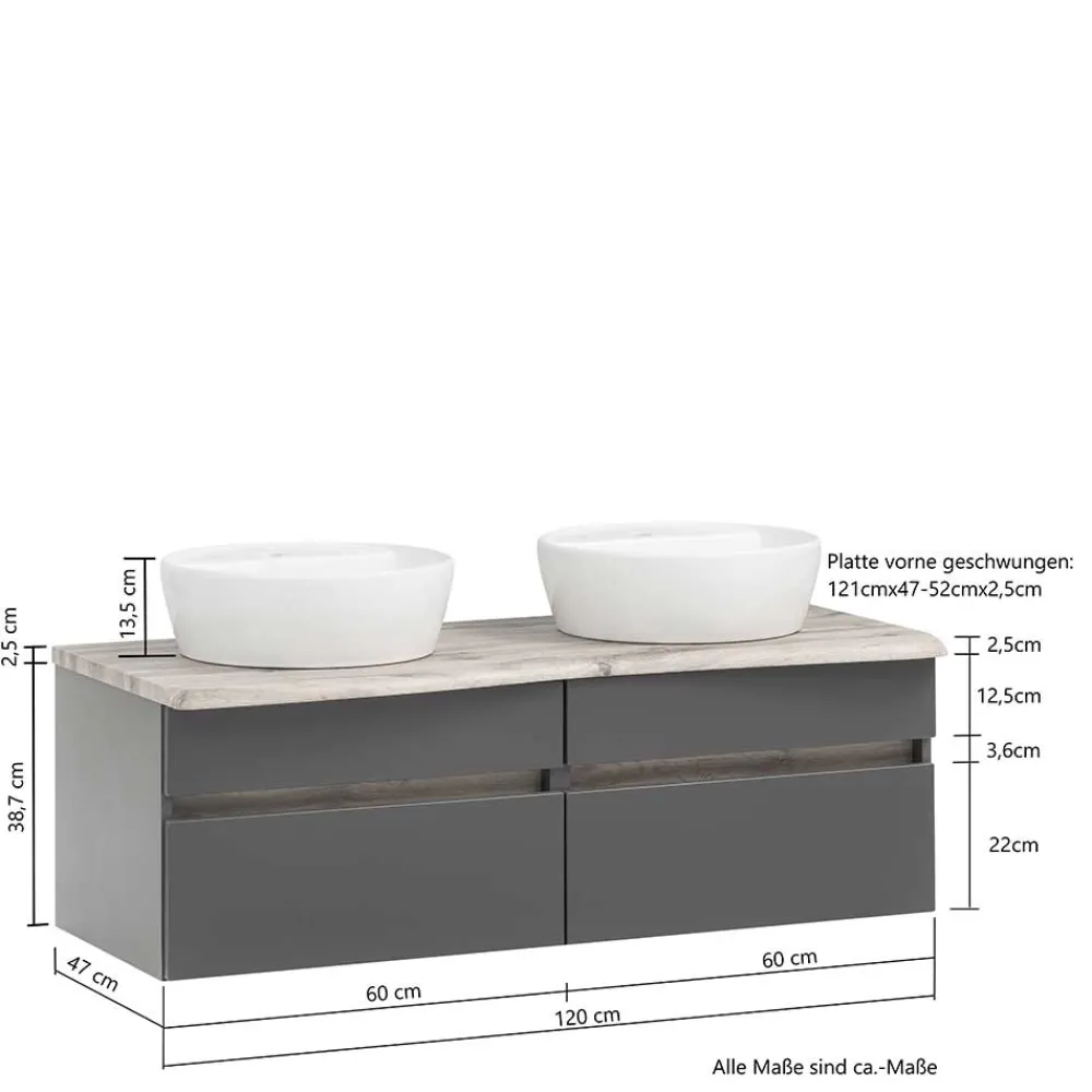 Wohnen Waschtisch|Waschbeckenunterschränke*Bad Waschplatz für zwei Personen - Agiruan