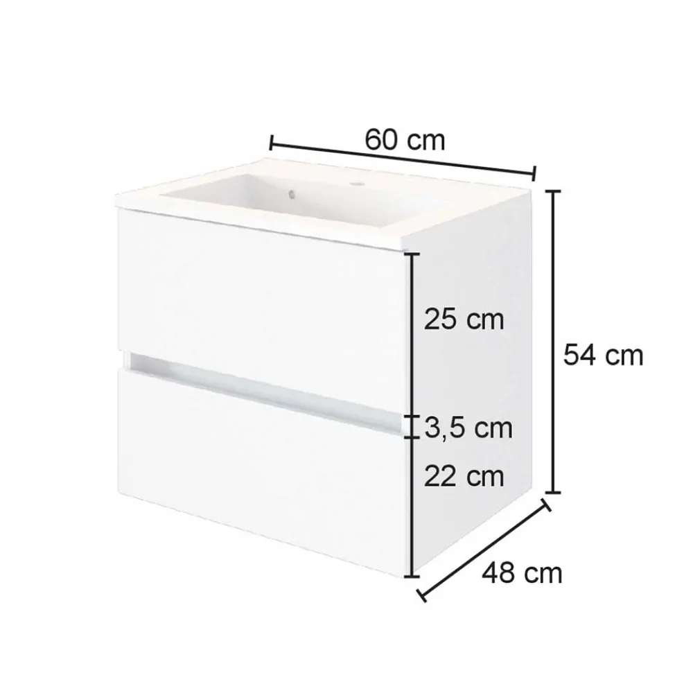 Wohnen Waschtisch|Waschbeckenunterschränke*Bad Waschtisch mit Becken in Grau & Holz Optik - Athrin