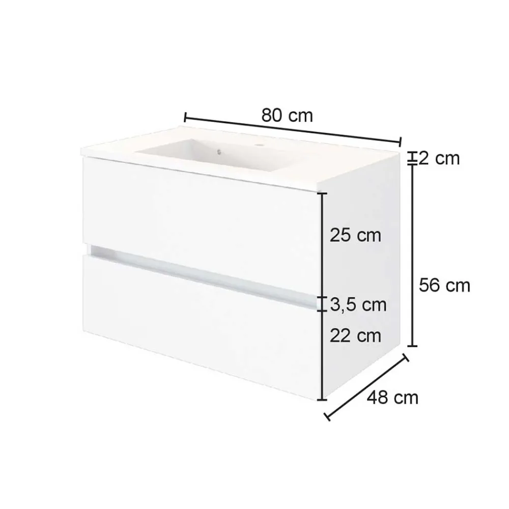 Wohnen Waschtisch|Waschbeckenunterschränke*Bad Waschtisch mit Becken in Grau & Holz Optik - Athrin
