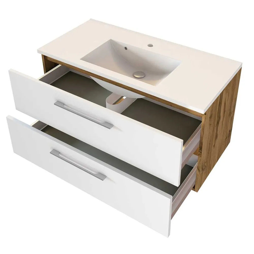 Wohnen Bad Waschtisch mit Mineralgussbecken - Yazemina