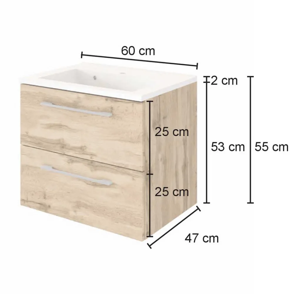 Wohnen Bad Waschtisch mit Mineralgussbecken - Yazemina