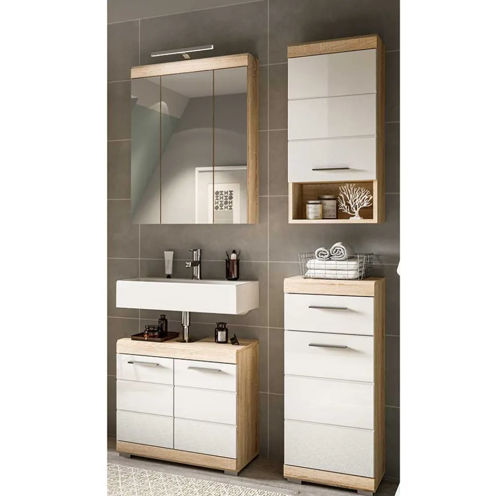 Wohnen Weiße Möbel|Badezimmer Komplett*Badblock Möbelset modern - Calbanyara (dreiteilig)