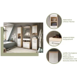 Wohnen Weiße Möbel|Badezimmer Komplett*Badblock Möbelset modern - Calbanyara (dreiteilig)