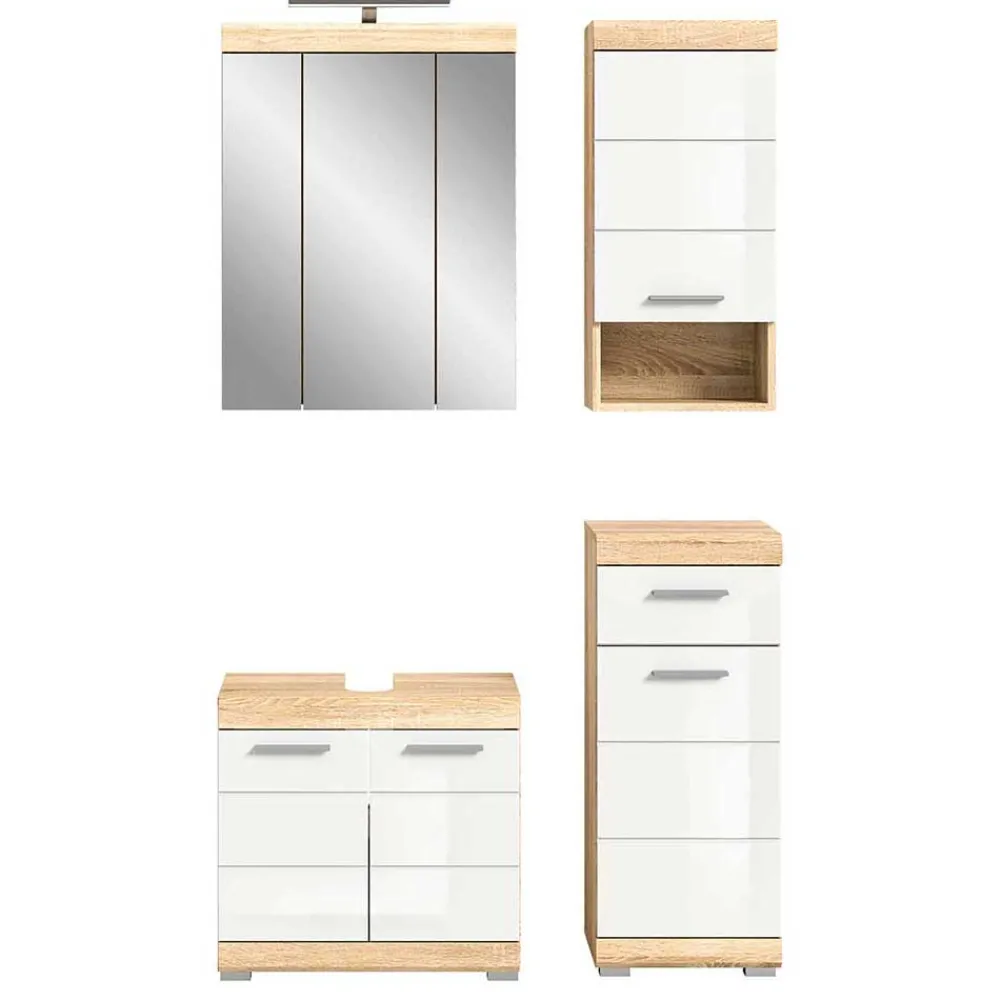 Wohnen Weiße Möbel|Badezimmer Komplett*Badblock Möbelset modern - Calbanyara (dreiteilig)