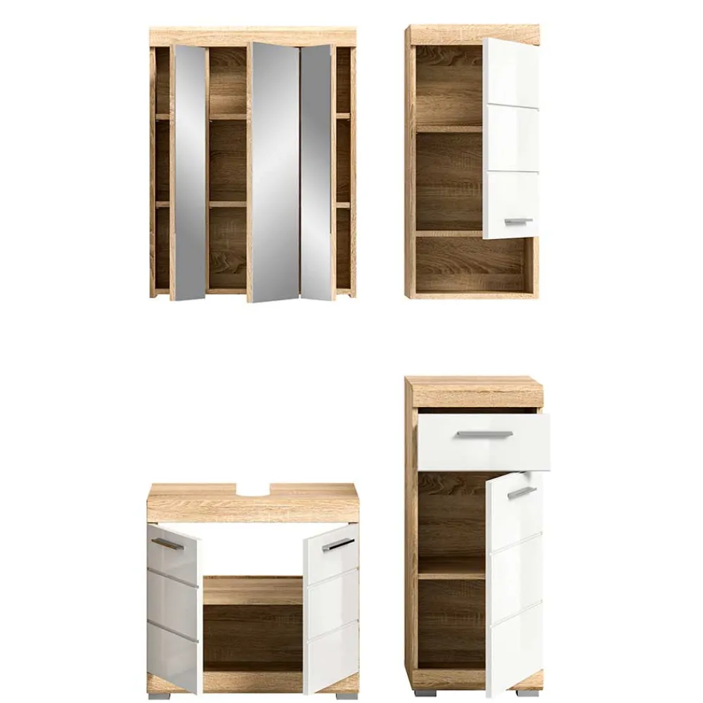 Wohnen Weiße Möbel|Badezimmer Komplett*Badblock Möbelset modern - Calbanyara (dreiteilig)