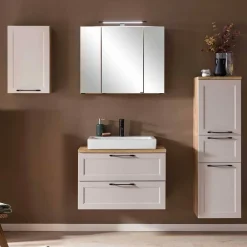 Wohnen Badeinrichtung Möbelset in Hellgrau - Trioto (vierteilig)