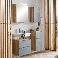 Wohnen Badeinrichtung Set in Beton Optik - Mia (vierteilig)