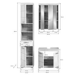 Wohnen Badeinrichtung zweifarbig modern - Calbanyara (dreiteilig)