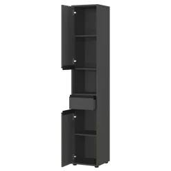 Wohnen Badezimmer Hochschrank in Dunkelgrau - Rufu