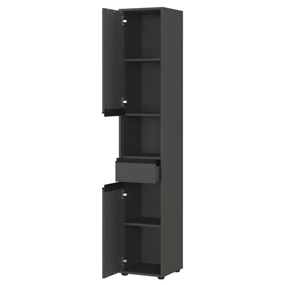 Wohnen Badezimmer Hochschrank in Dunkelgrau - Rufu