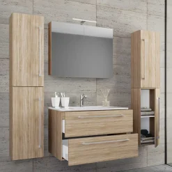 Wohnen Badezimmer in Holznachbildung Sonoma-Eiche - Caleena (vierteilig)