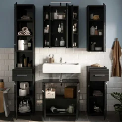 Wohnen Badezimmer Möbelblock in Schwarz - Culina (fünfteilig)