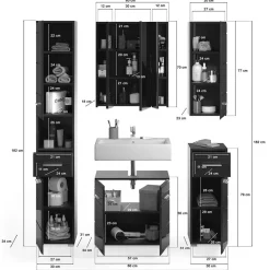 Wohnen Badezimmer Möbelblock in Schwarz - Culina (fünfteilig)