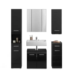 Wohnen Badezimmer Möbelblock in Schwarz - Culina (fünfteilig)