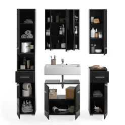 Wohnen Badezimmer Möbelblock in Schwarz - Culina (fünfteilig)