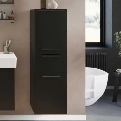 Wohnen Badezimmer Midischrank in Schwarz - Ostoro