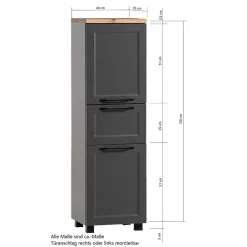 Wohnen Badezimmer Midischrank in Dunkelgrau - Novelya