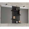 Wohnen Schwarze Möbel|Glasmöbel*Badezimmer Spiegel mit Regal in Schwarz - Alberta